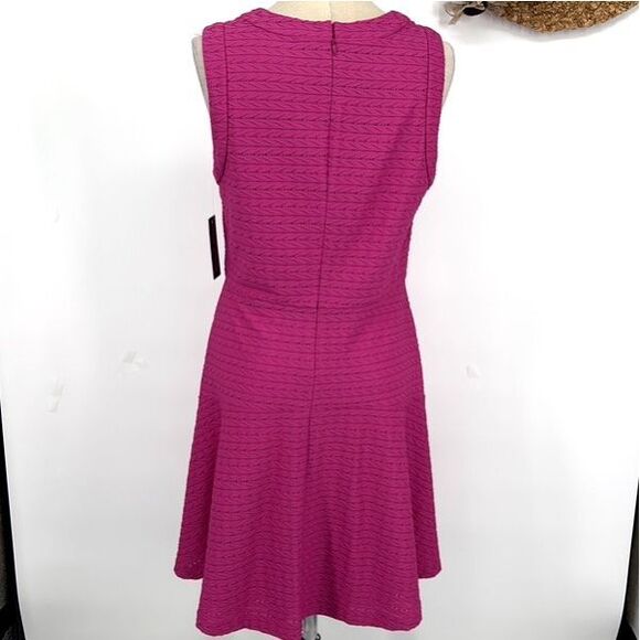 New Donna Morgan Flux‎ Textured Sleeveless Midi Fit & Flare Dress Pink 12 - Picture 13 of 16